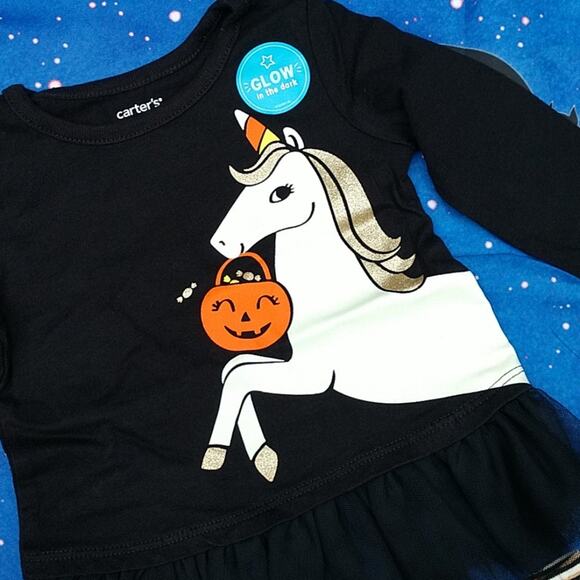 NWT Carter's Glow in the Dark Unicorn Tunic & Leggings - Picture 4 of 11